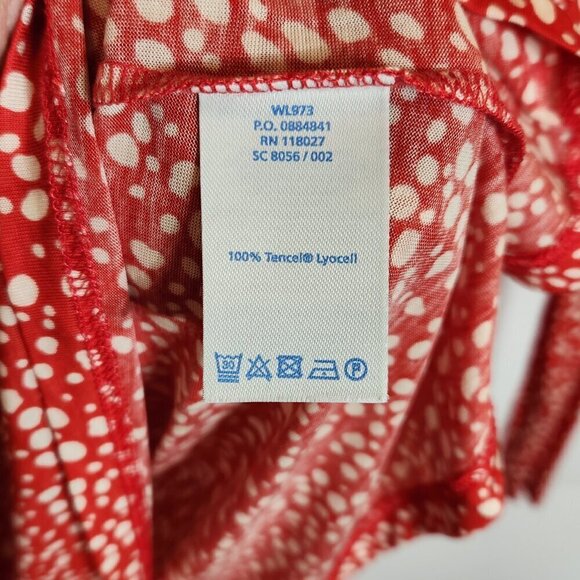Boden Long Sleeved Tencel Shell Top Blouse Red White Speckled Size 6 - Picture 4 of 6